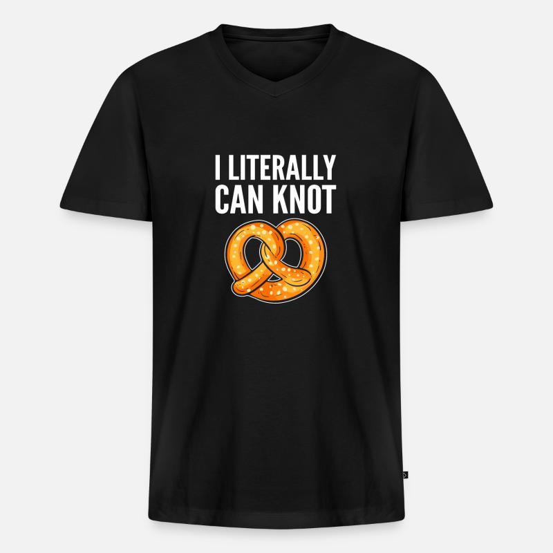 Brezel - Männer Premium Bio T-Shirt mit V-Ausschnitt - Schwarz