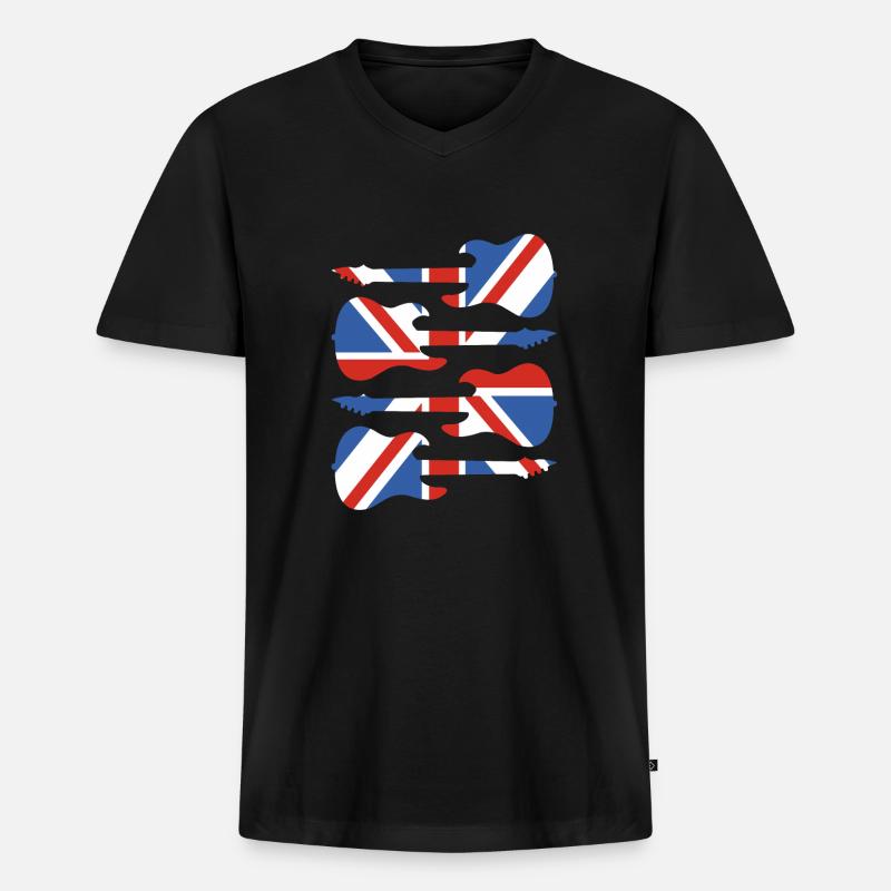 England - Männer Premium Bio T-Shirt mit V-Ausschnitt - Schwarz
