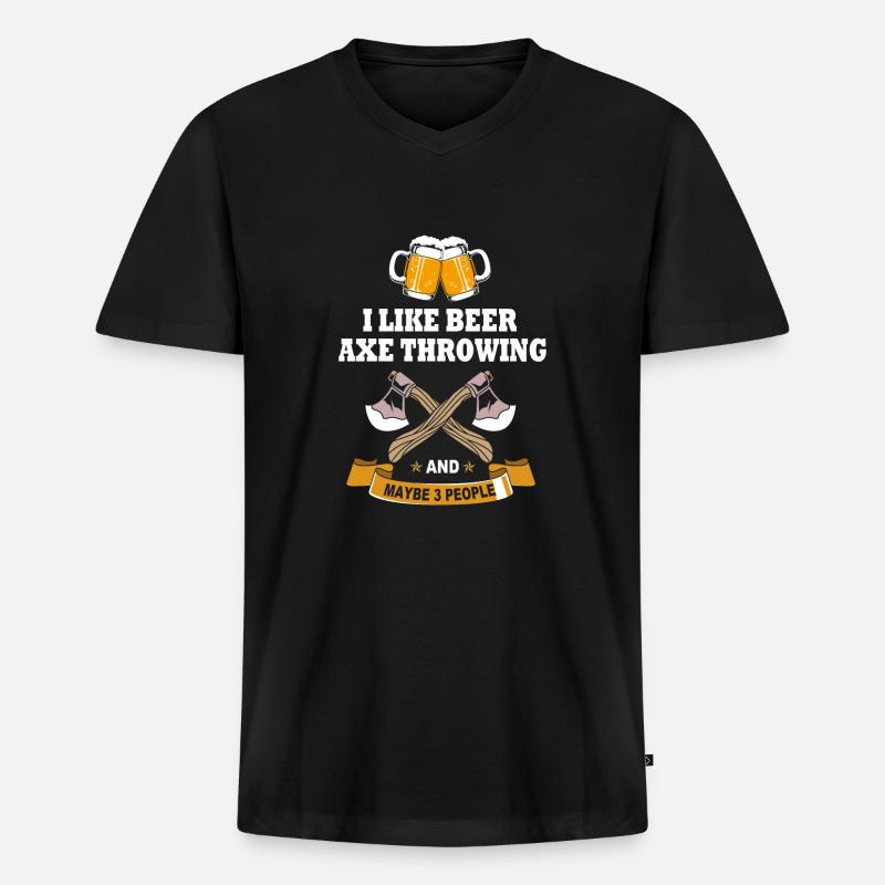 Axt Wurf - Männer Premium Bio T-Shirt mit V-Ausschnitt - Schwarz