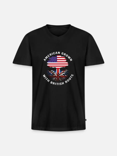 Angleterre Anglais - T-shirt encolure en V Premium bio Homme - noir