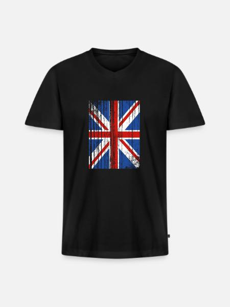 Angleterre Anglais - T-shirt encolure en V Premium bio Homme - noir