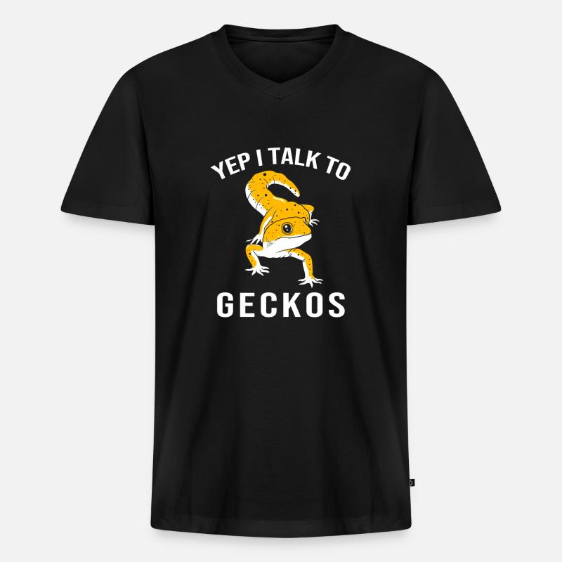 Leopard Gecko - Männer Premium Bio T-Shirt mit V-Ausschnitt - Schwarz