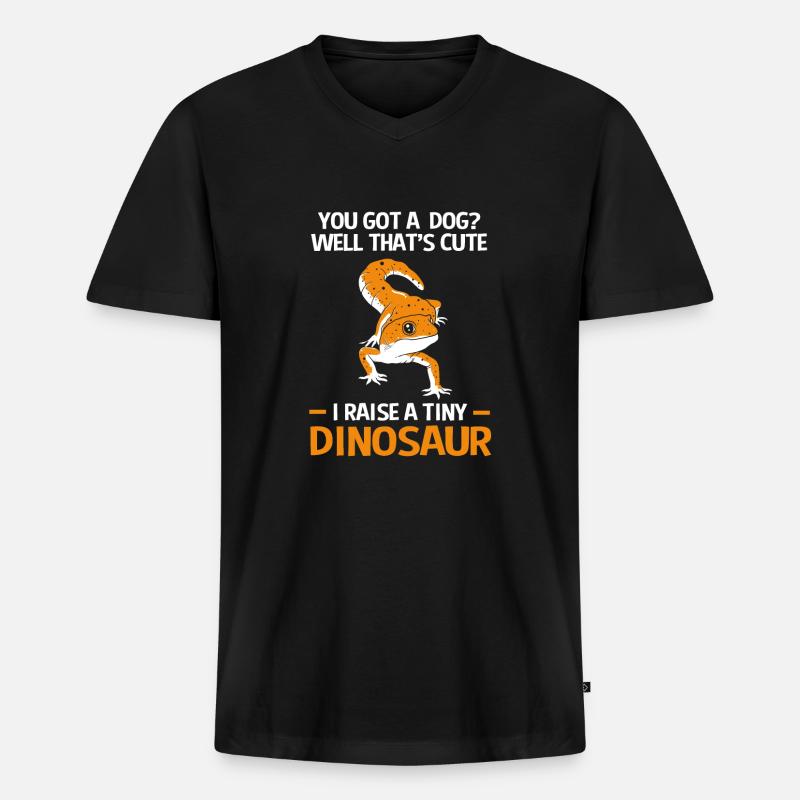 Leopard Gecko - Männer Premium Bio T-Shirt mit V-Ausschnitt - Schwarz