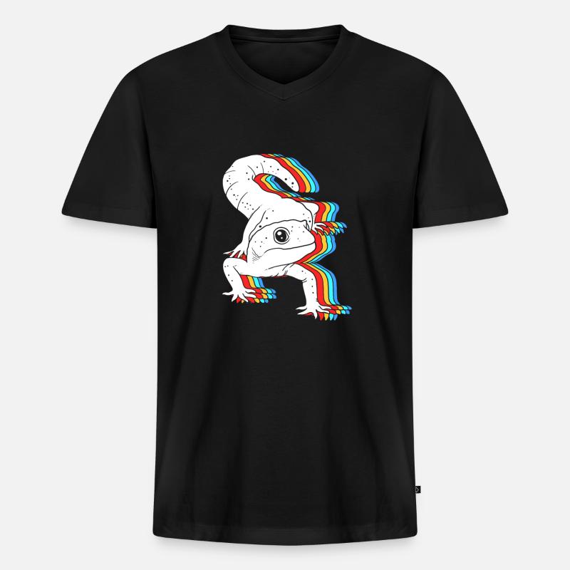 Leopard Gecko - Männer Premium Bio T-Shirt mit V-Ausschnitt - Schwarz