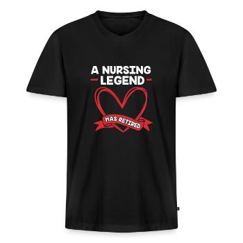Krankenschwester Rente - Männer Premium Bio T-Shirt mit V-Ausschnitt - Schwarz - Vorne - Nico (187cm)