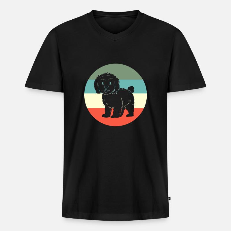 Goldendoodle - Männer Premium Bio T-Shirt mit V-Ausschnitt - Schwarz