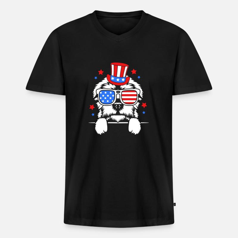 Malteser Hund - Männer Premium Bio T-Shirt mit V-Ausschnitt - Schwarz