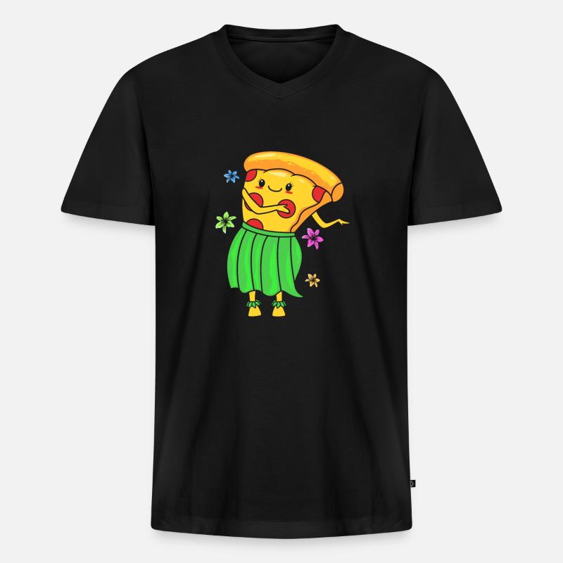 Pizza Hawaii - Männer Premium Bio T-Shirt mit V-Ausschnitt - Schwarz