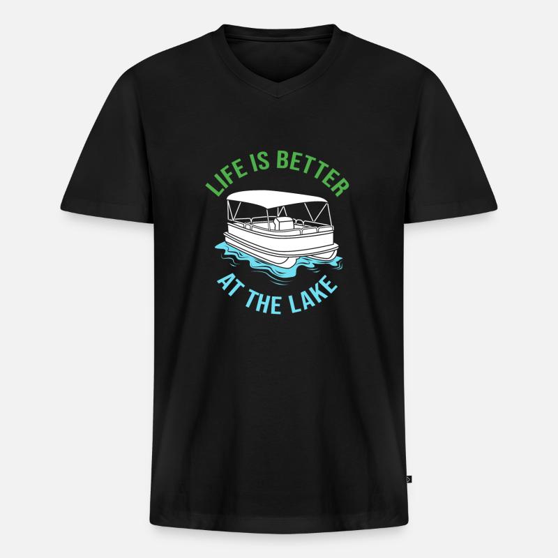 Pontonboot Boot Boote - Männer Premium Bio T-Shirt mit V-Ausschnitt - Schwarz