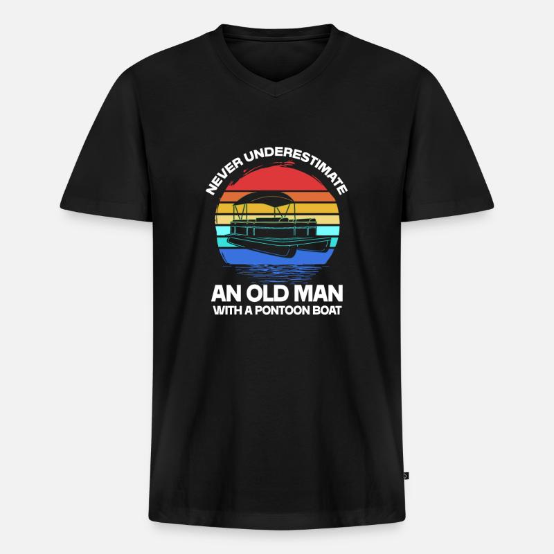 Pontonboot Boot Boote - Männer Premium Bio T-Shirt mit V-Ausschnitt - Schwarz
