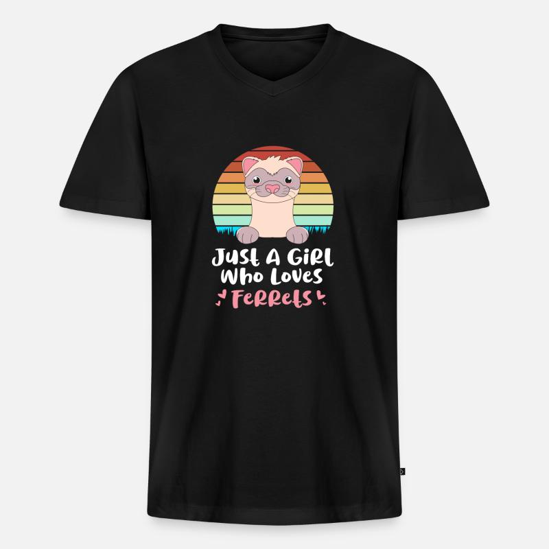 Frettchen - Männer Premium Bio T-Shirt mit V-Ausschnitt - Schwarz