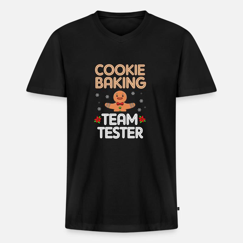 Lebkuchenmann Lebkuchenherz Lebkuchen Naschen - Männer Premium Bio T-Shirt mit V-Ausschnitt - Schwarz