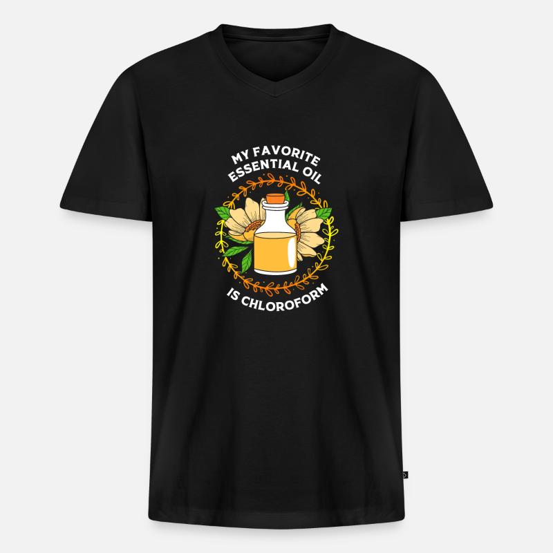 Ätherisches Öl - Männer Premium Bio T-Shirt mit V-Ausschnitt - Schwarz