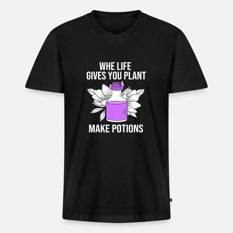 Ätherisches Öl - Männer Premium Bio T-Shirt mit V-Ausschnitt - Schwarz