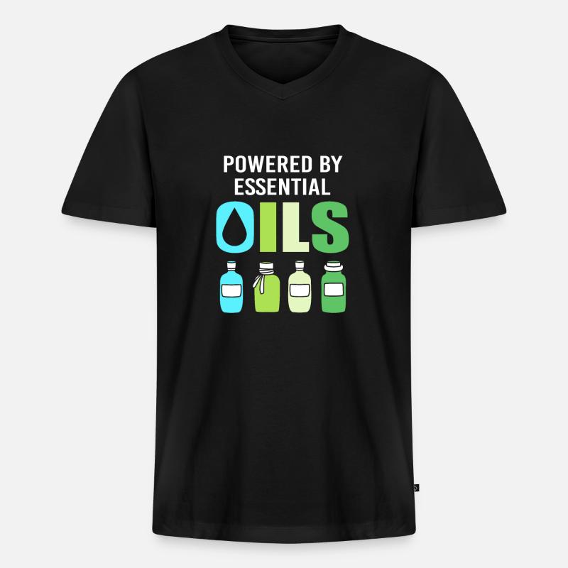 Ätherisches Öl - Männer Premium Bio T-Shirt mit V-Ausschnitt - Schwarz