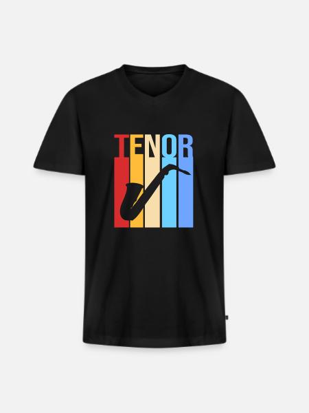 Saxophone Saxophonist - Men's Premium Organic T-shirt with V-neck - black