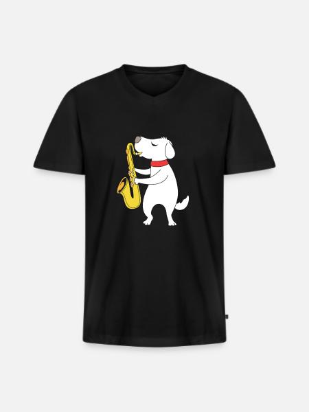 Saxophone Saxophonist - Men's Premium Organic T-shirt with V-neck - black