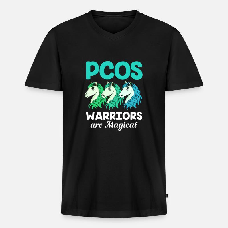 Pcos-Bewusstsein - Männer Premium Bio T-Shirt mit V-Ausschnitt - Schwarz