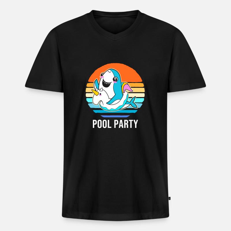 Pool Party - Männer Premium Bio T-Shirt mit V-Ausschnitt - Schwarz