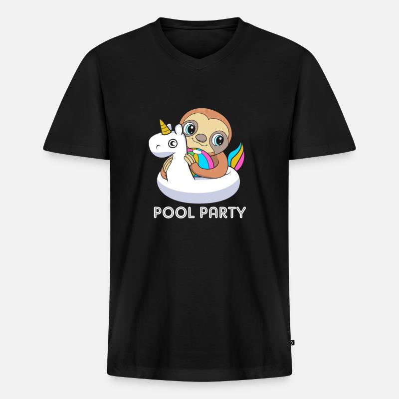 Pool Party - Männer Premium Bio T-Shirt mit V-Ausschnitt - Schwarz