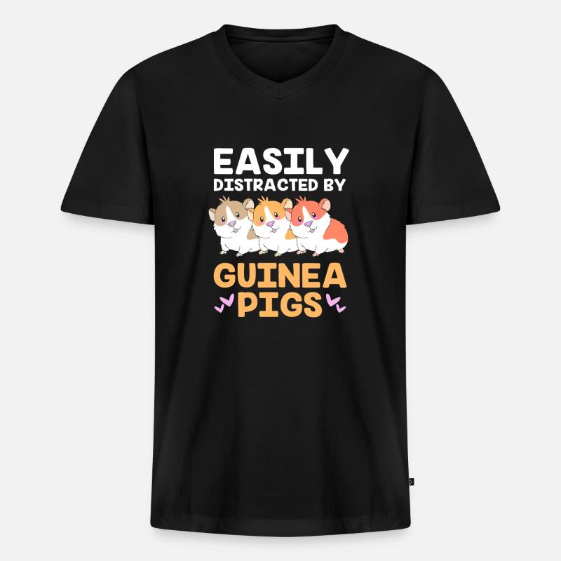 Meerschweinchen - Männer Premium Bio T-Shirt mit V-Ausschnitt - Schwarz