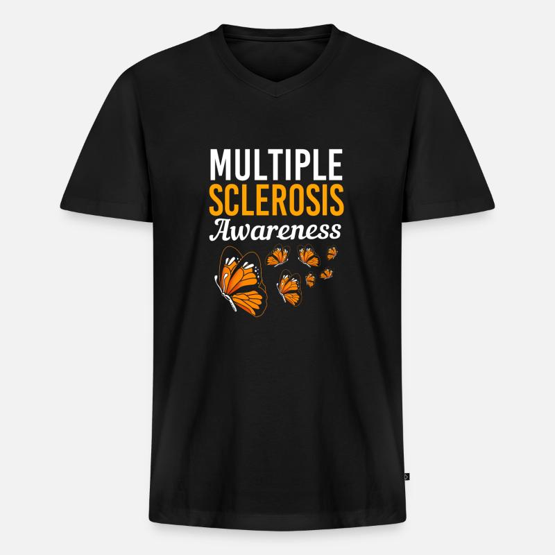 Multiple Sclerosis MS - Men's Premium Organic T-shirt with V-neck - black