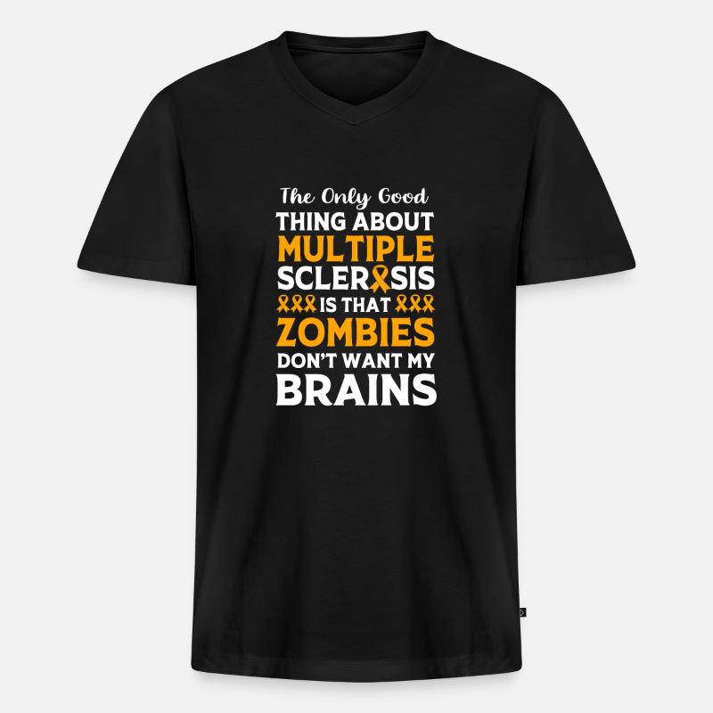 Multiple Sclerosis MS - Men's Premium Organic T-shirt with V-neck - black