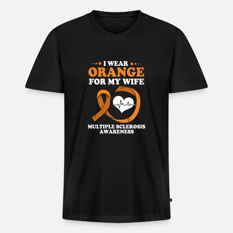 Multiple Sclerosis MS - Men's Premium Organic T-shirt with V-neck - black