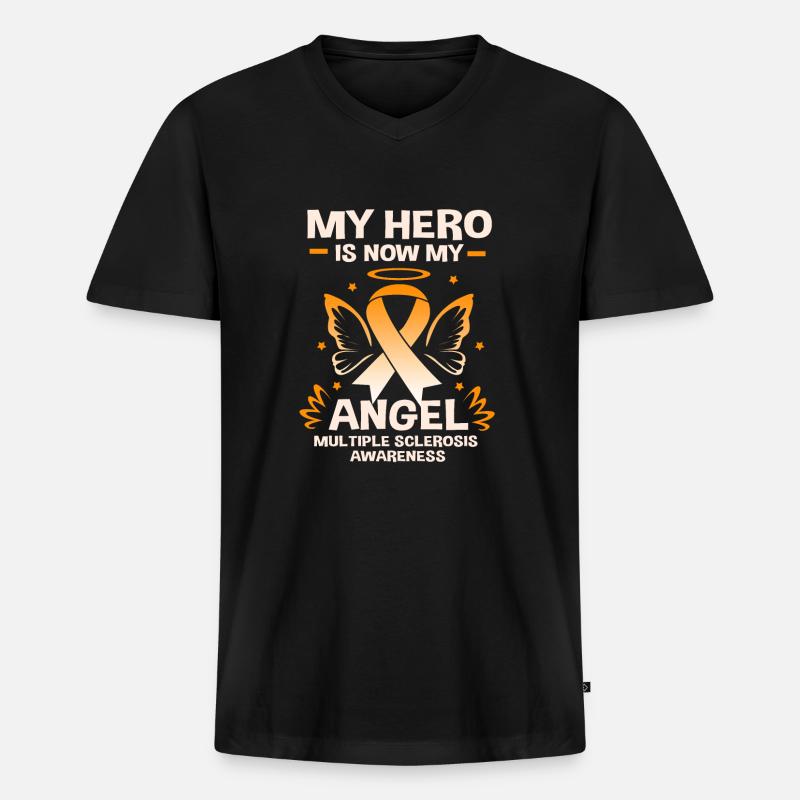 Multiple Sklerose MS - Männer Premium Bio T-Shirt mit V-Ausschnitt - Schwarz