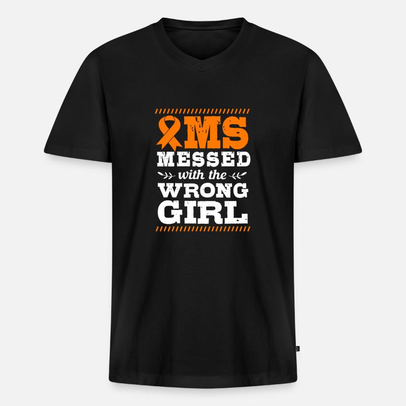 Multiple Sklerose MS - Männer Premium Bio T-Shirt mit V-Ausschnitt - Schwarz