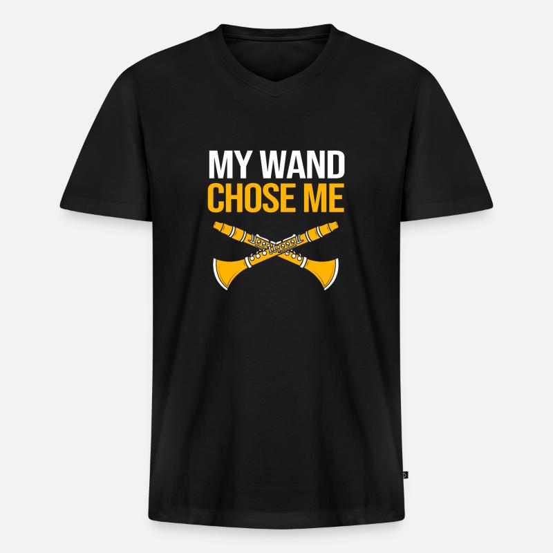 Klarinette - Männer Premium Bio T-Shirt mit V-Ausschnitt - Schwarz
