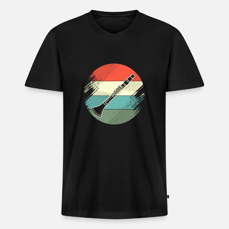 Klarinette - Männer Premium Bio T-Shirt mit V-Ausschnitt - Schwarz