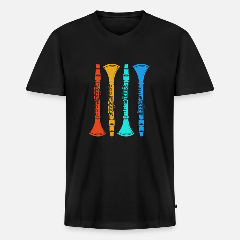 Klarinette - Männer Premium Bio T-Shirt mit V-Ausschnitt - Schwarz