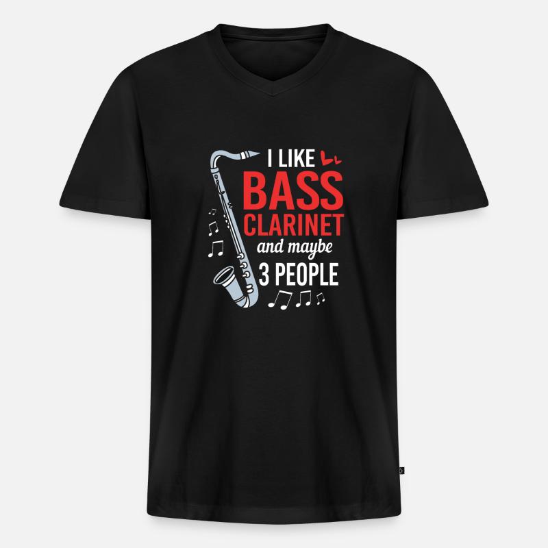 Klarinette - Männer Premium Bio T-Shirt mit V-Ausschnitt - Schwarz