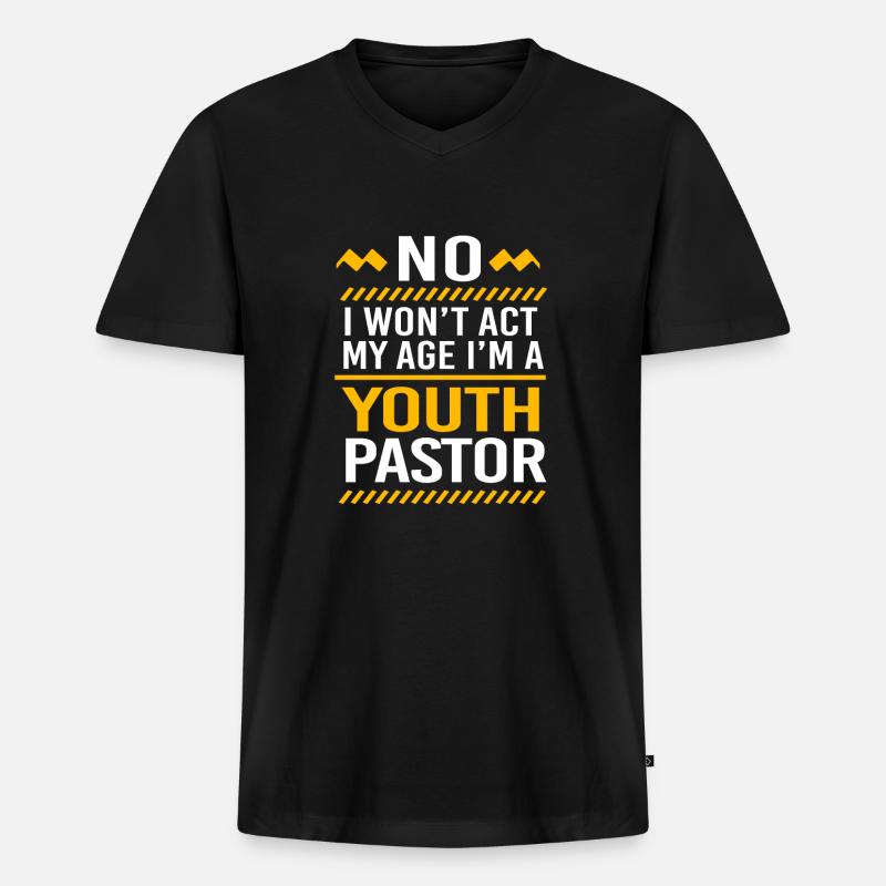 Jugendpfarrer - Männer Premium Bio T-Shirt mit V-Ausschnitt - Schwarz