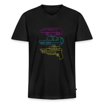 Water pistol - Men's Premium Organic T-shirt with V-neck - black - Front - Nico (187cm)