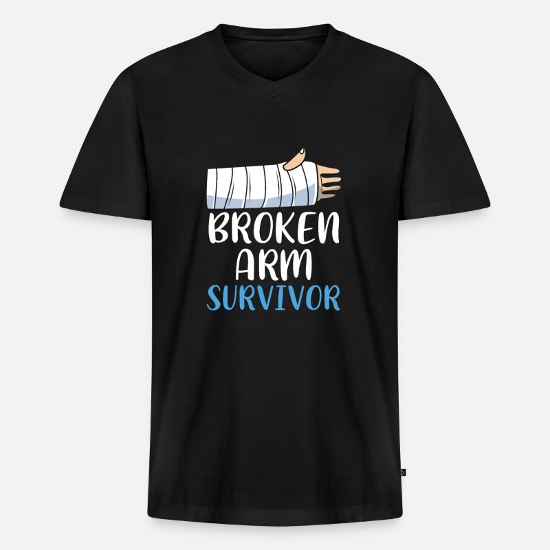 Gebrochener Arm Knochen Knochenbruch - Männer Premium Bio T-Shirt mit V-Ausschnitt - Schwarz