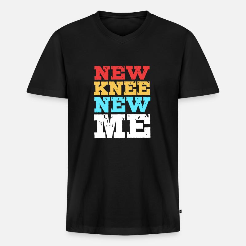 Knie Operation - Männer Premium Bio T-Shirt mit V-Ausschnitt - Schwarz
