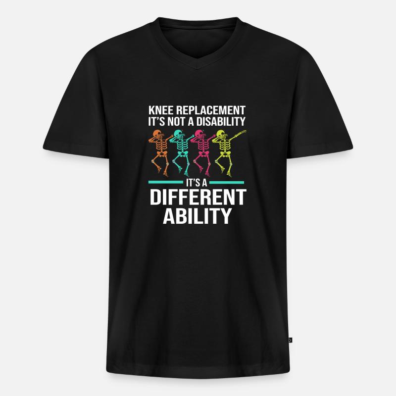 Knie Operation - Männer Premium Bio T-Shirt mit V-Ausschnitt - Schwarz