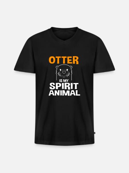 Otter - Männer Premium Bio T-Shirt mit V-Ausschnitt - Schwarz