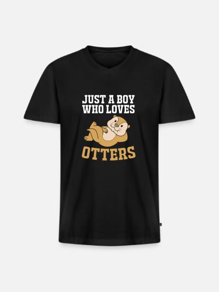 Otter - Men's Premium Organic T-shirt with V-neck - black