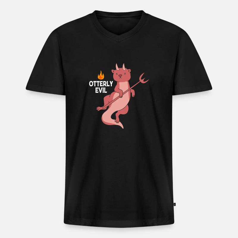 Otter - Männer Premium Bio T-Shirt mit V-Ausschnitt - Schwarz