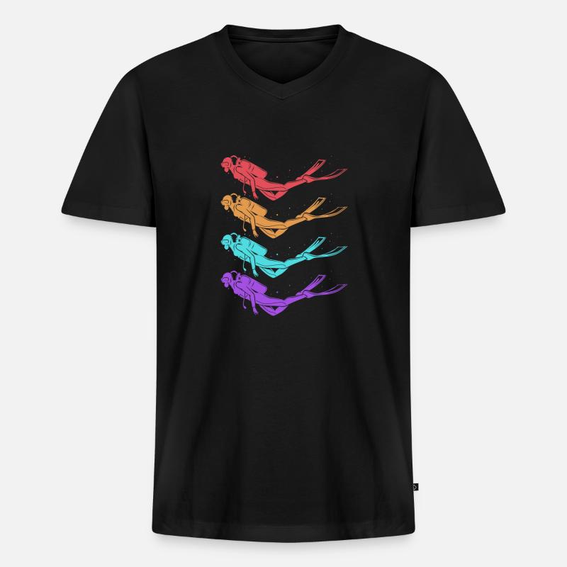 Tauchen - Männer Premium Bio T-Shirt mit V-Ausschnitt - Schwarz