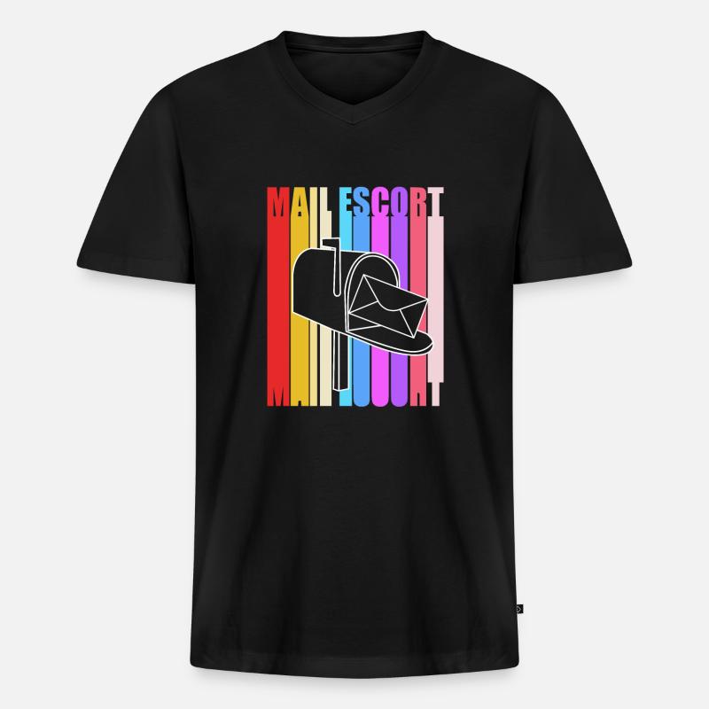 Postbote - Männer Premium Bio T-Shirt mit V-Ausschnitt - Schwarz