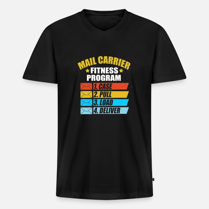 Postbote - Männer Premium Bio T-Shirt mit V-Ausschnitt - Schwarz