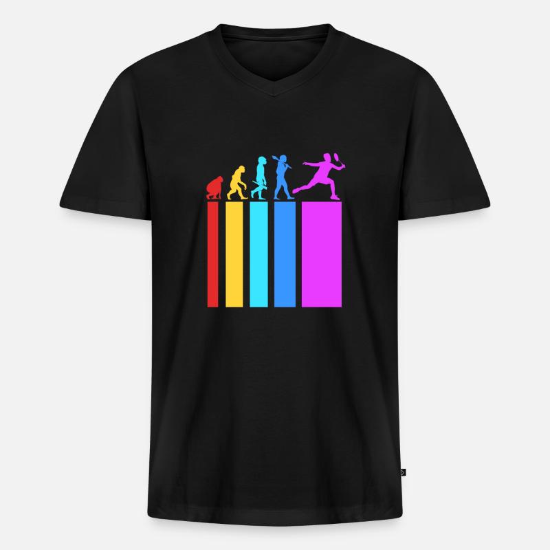 Badminton - Männer Premium Bio T-Shirt mit V-Ausschnitt - Schwarz