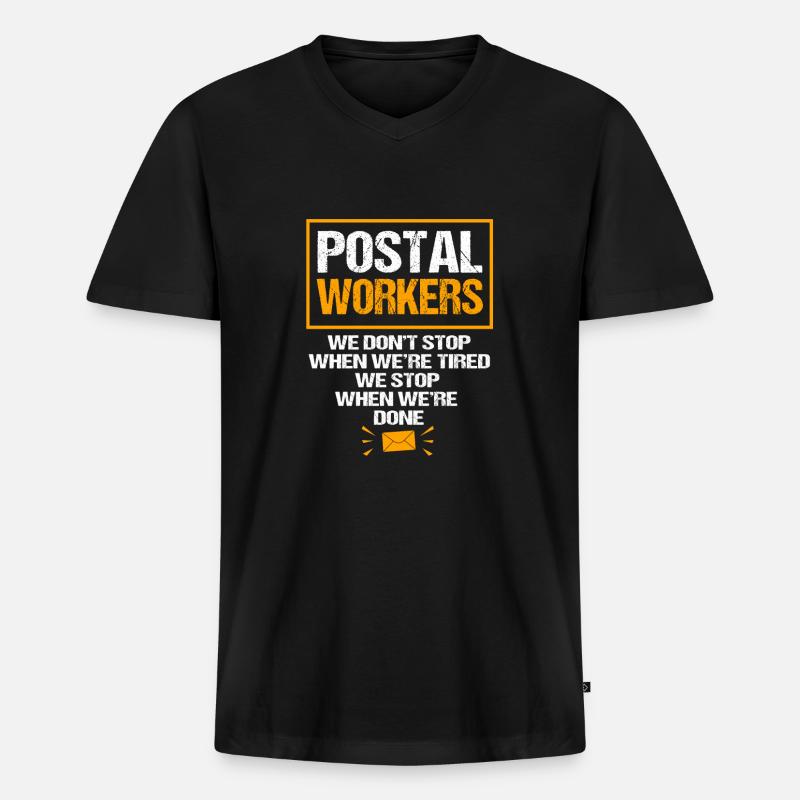 Postbote - Männer Premium Bio T-Shirt mit V-Ausschnitt - Schwarz