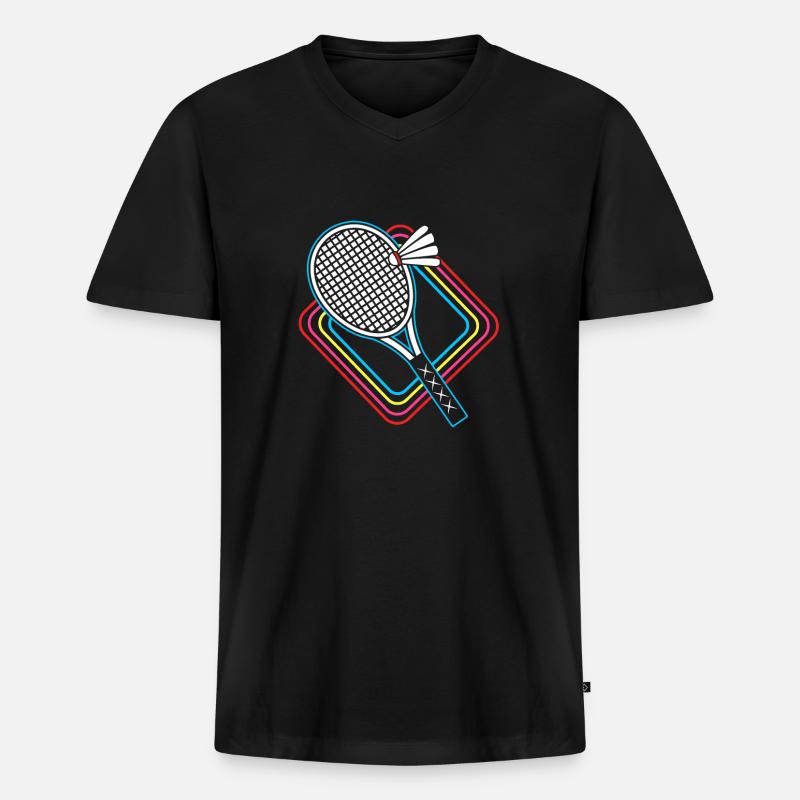 Badminton - Männer Premium Bio T-Shirt mit V-Ausschnitt - Schwarz