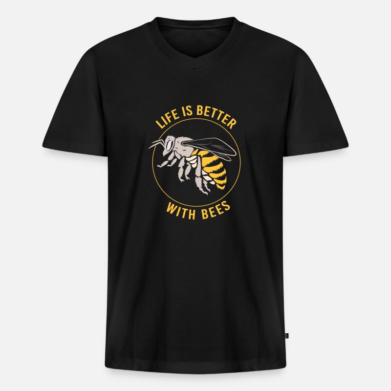 Imker - Männer Premium Bio T-Shirt mit V-Ausschnitt - Schwarz
