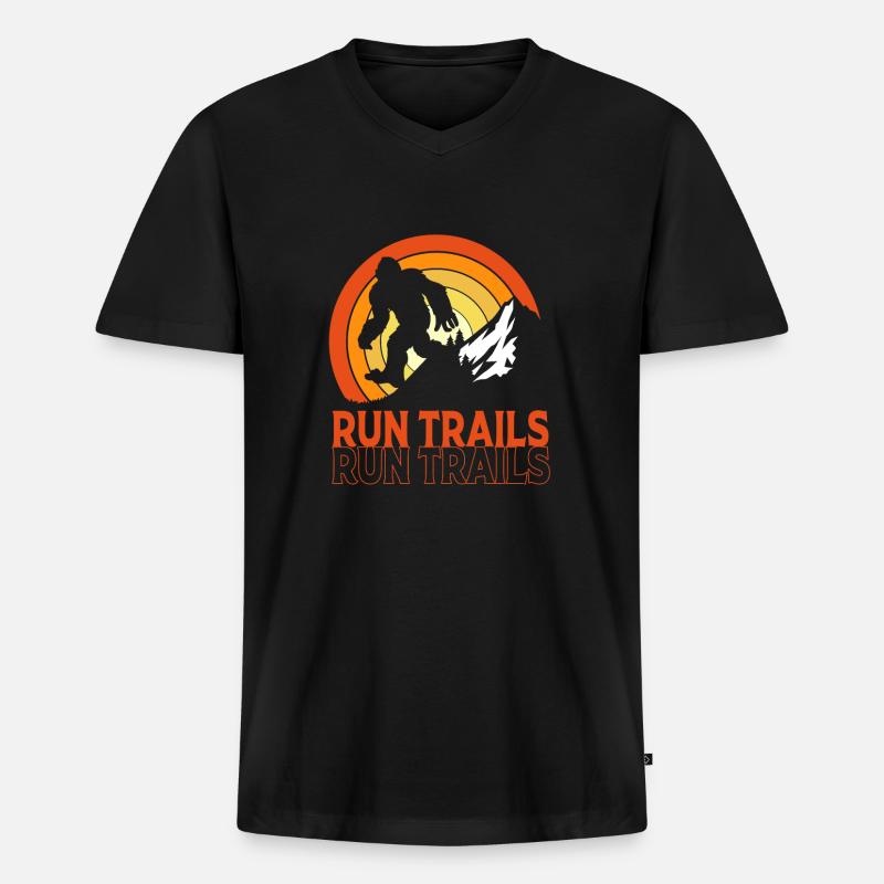Trailrunning - Männer Premium Bio T-Shirt mit V-Ausschnitt - Schwarz